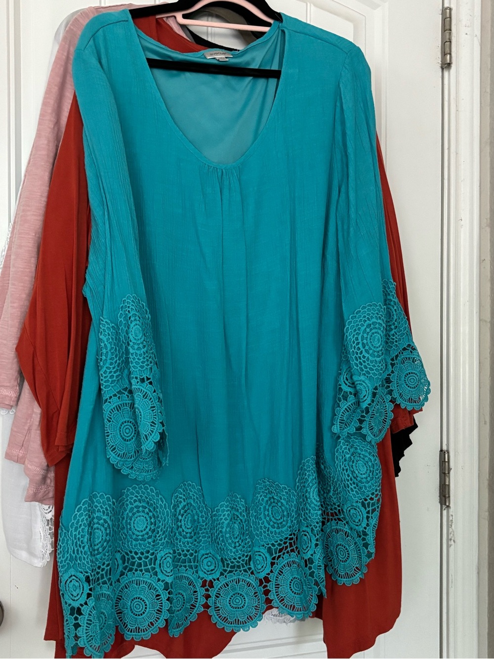 Avenue Teal Crochet-Hem Women’s Tunic